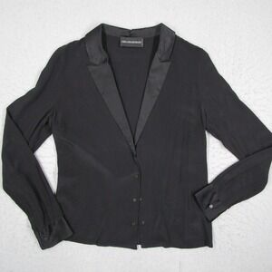 Zadig & Voltaire Deluxe Tenor Deluxe Black Silk Tuxedo Blouse Top S WCCC0504F